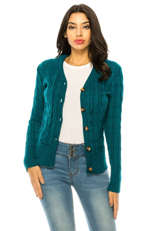 Women’s Plus Size Cable Knit Pockets Sweater | Zarnesh