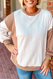 Women’s Plus Size Casual Colorblock Cable Textured Top | Zarnesh