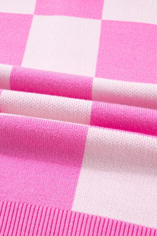 Women’s Plus Size Checkered Knit Half-Button Sweater | Zarnesh