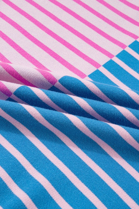 Women’s Plus Size Colorful Pastel Stripe Half Zip Sweater | Zarnesh