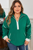 Women’s Plus Size Contrast Trim Fleece Half Zip Sweatshirt | Zarnesh