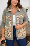 Women’s Plus Size Floral Corduroy Patchwork Shacket Jacket | Zarnesh