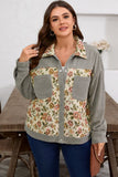Women’s Plus Size Floral Corduroy Patchwork Shacket Jacket | Zarnesh