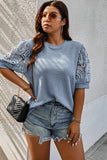 Women’s Plus Size Knit Color Block Lace Solid Fit Shirt | Zarnesh