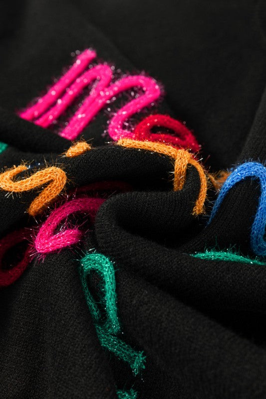 Women’s Plus Size Merry & Bright Christmas Tinsel Sweater | Zarnesh