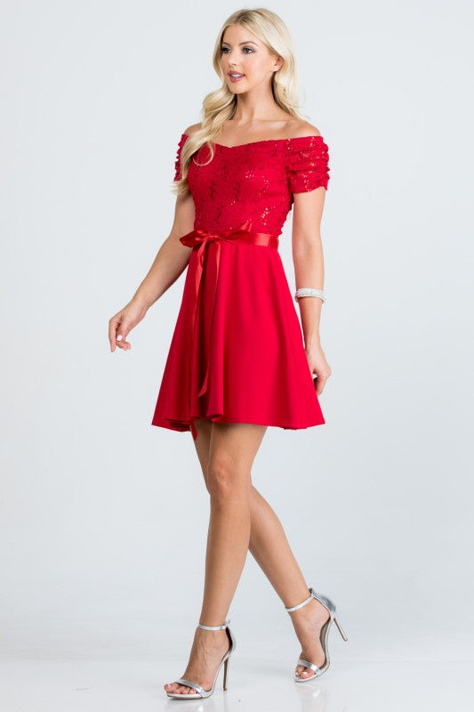Women's Plus Size Off Shoulder Flare Mini Party Dress | Zarnesh
