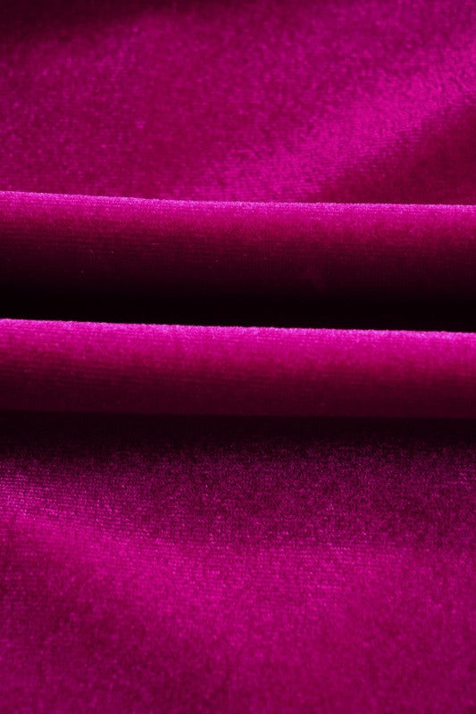 Women’s Plus Size Velvet Shirt Pocketed Fuchsia Button-Up Top | Zarnesh