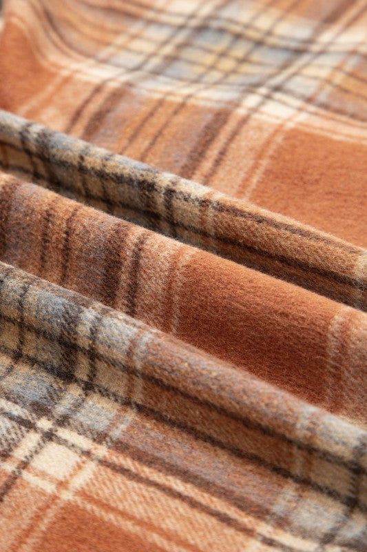 Women’s Plus Size Plaid Flap Pocket Button-Up Flannel Shacket | Zarnesh