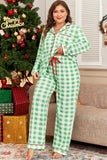 Women’s Plus Size Plaid Christmas Contrast Trim Pajama Set | Zarnesh