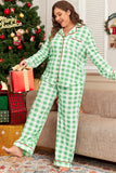 Women’s Plus Size Plaid Christmas Contrast Trim Pajama Set | Zarnesh