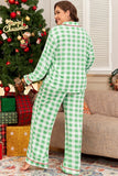 Women’s Plus Size Plaid Christmas Contrast Trim Pajama Set | Zarnesh