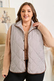 Women’s Plus Size Quilted Striped Snap Button Vest | Zarnesh