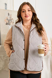 Women’s Plus Size Quilted Striped Snap Button Vest | Zarnesh