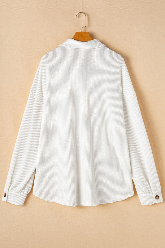 Women's Plus Size Solid Corded Drop Shoulder Jackets | Zarnesh