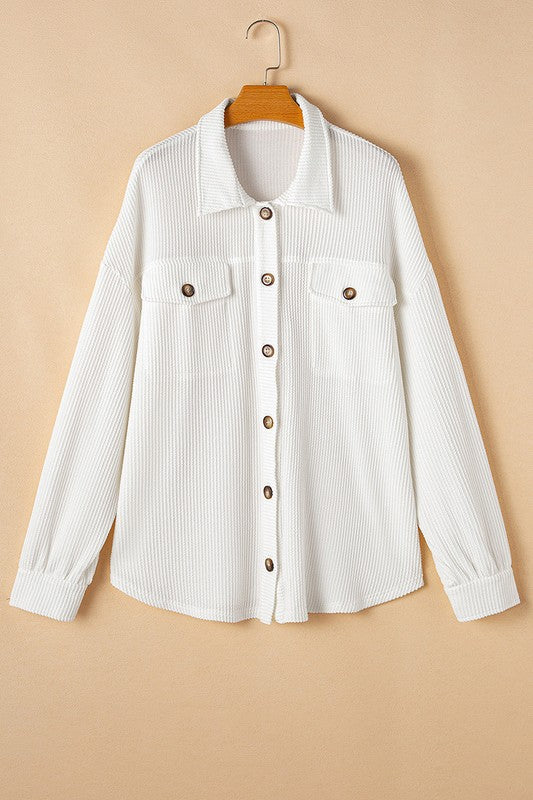Women's Plus Size Solid Corded Drop Shoulder Jackets | Zarnesh