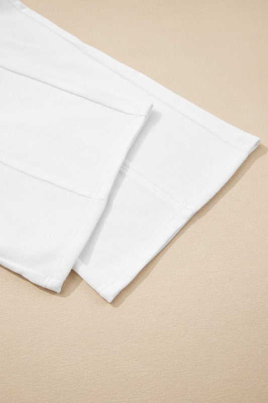 Women’s Plus Size Solid Raw Seam Top Drawstring Pants | Zarnesh