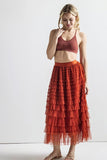 Women’s Plus Tiered Layered Ruffle A-Line Tulle Maxi Skirt | Zarnesh