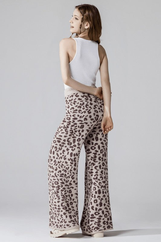 Women’s Plus Warm Soft Leopard Fuzzy Lounge Casual Pants | Zarnesh