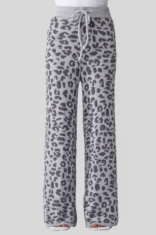 Women’s Plus Warm Soft Leopard Fuzzy Lounge Casual Pants | Zarnesh
