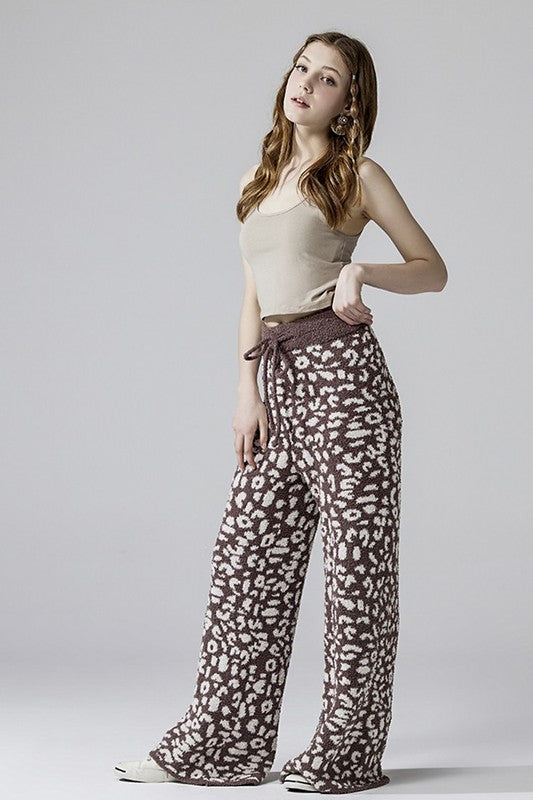Women’s Plus Warm Soft Leopard Fuzzy Lounge Casual Pants | Zarnesh