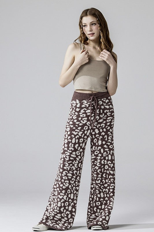Women’s Plus Warm Soft Leopard Fuzzy Lounge Casual Pants | Zarnesh