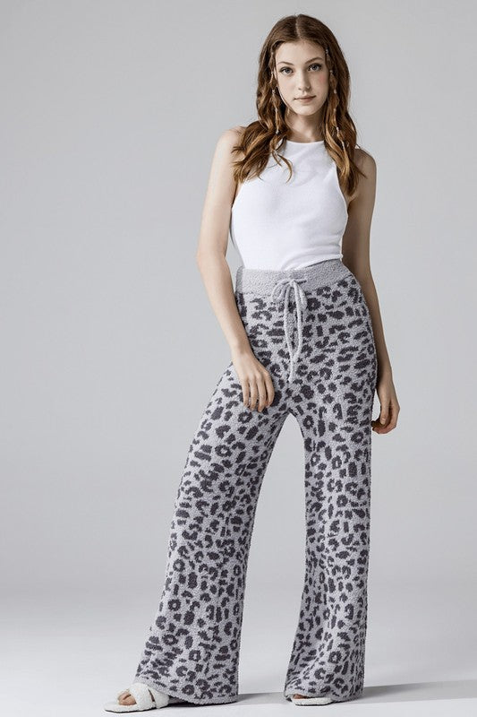 Women’s Plus Warm Soft Leopard Fuzzy Lounge Casual Pants | Zarnesh