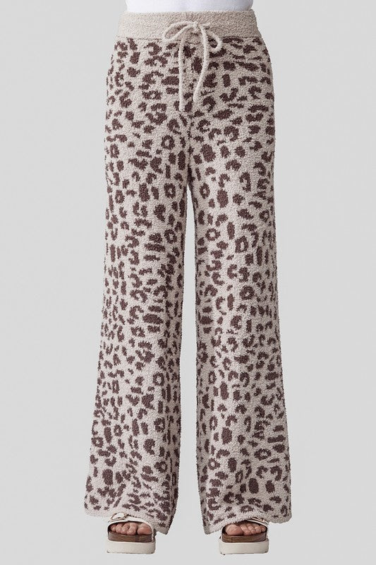 Women’s Plus Warm Soft Leopard Fuzzy Lounge Casual Pants | Zarnesh