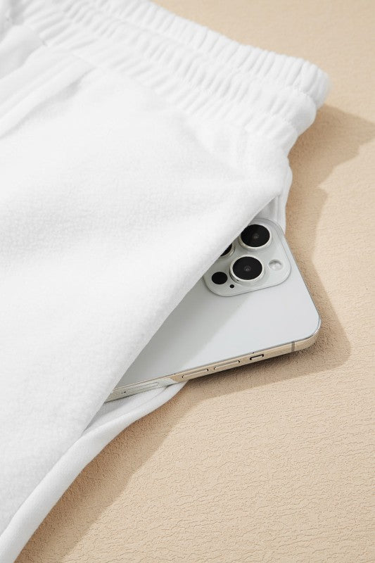 Women’s Plus Size Solid Raw Seam Top Drawstring Pants | Zarnesh