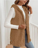 Women’s Plush Sherpa Fleece Hooded Vest Button Side | Zarnesh