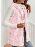 Women’s Plush Sherpa Fleece Hooded Vest Button Side | Zarnesh