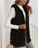 Women’s Plush Sherpa Fleece Hooded Vest Button Side | Zarnesh