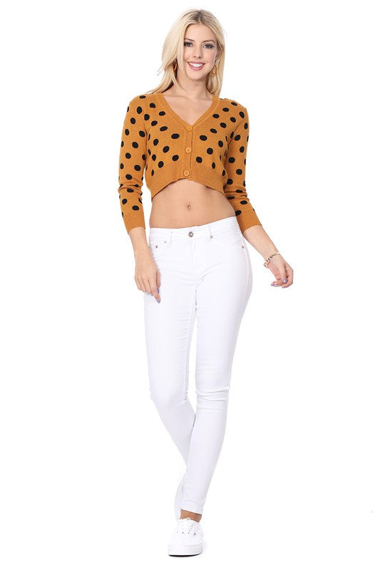 Women’s Polka Dot Jacquard Cropped Bolero Sweater Cardigan | Zarnesh