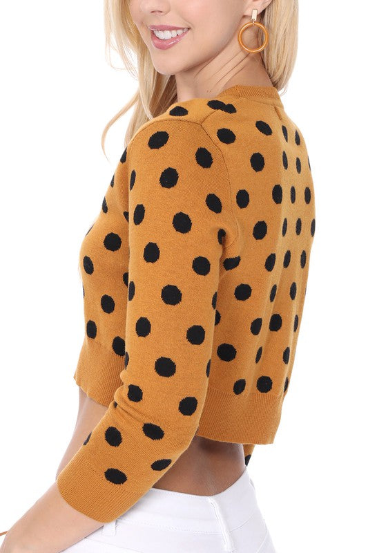 Women’s Polka Dot Jacquard Cropped Bolero Sweater Cardigan | Zarnesh