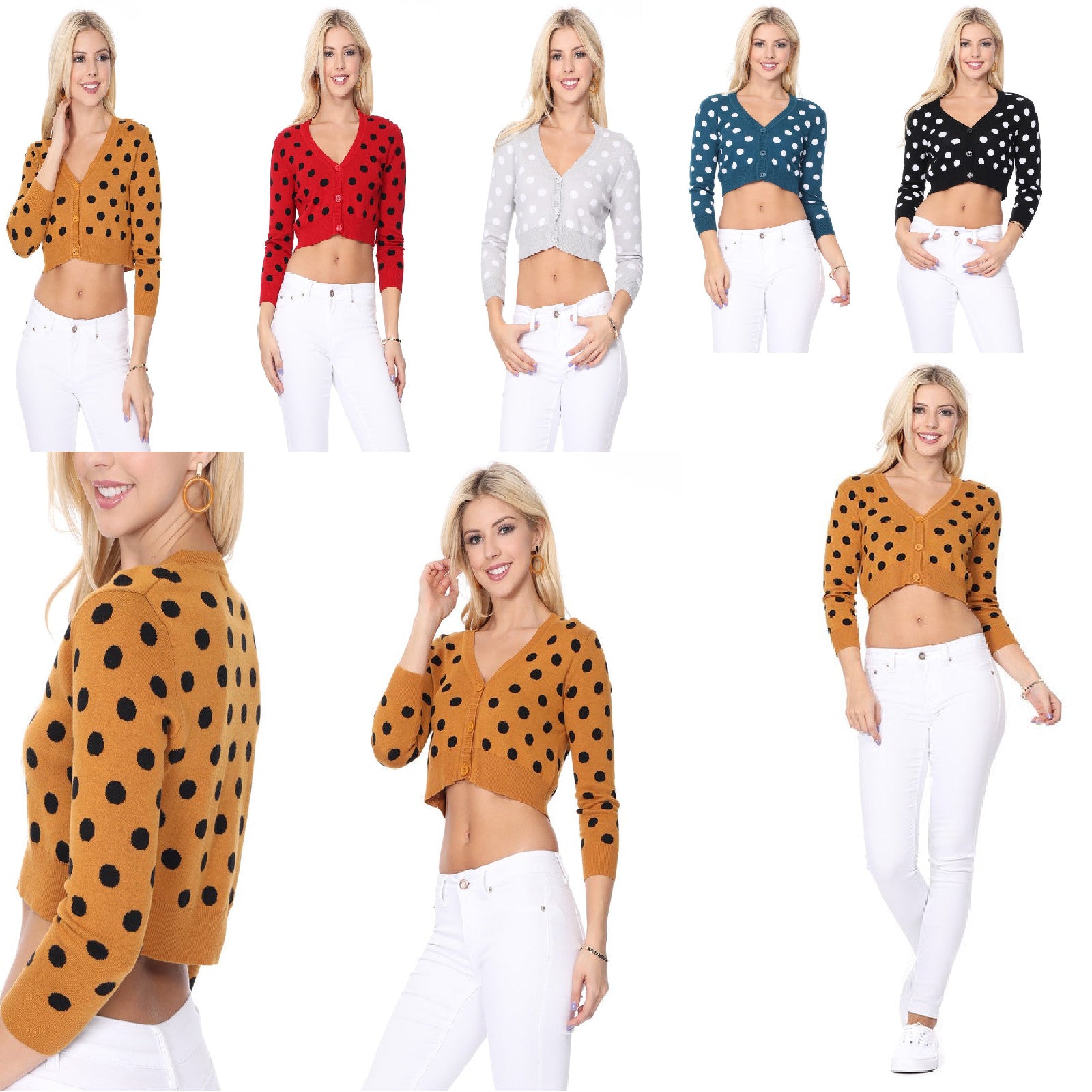 Women’s Polka Dot Jacquard Cropped Bolero Sweater Cardigan | Zarnesh