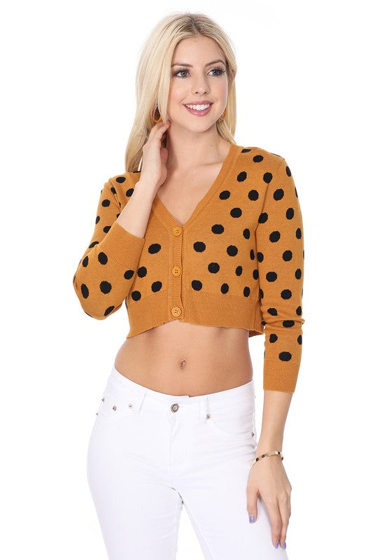 Women’s Polka Dot Jacquard Cropped Bolero Sweater Cardigan | Zarnesh