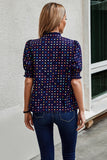 Women’s Stylish Polka Dot Print Puff Sleeve Loose Shirt | Zarnesh