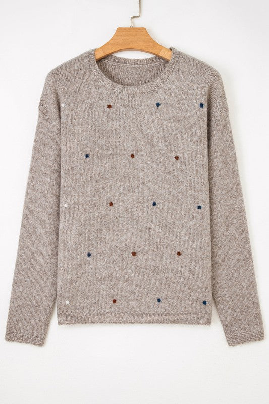 Women’s Polka Dot Drop Shoulder Sweater | Zarnesh