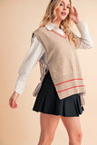 Women’s Posey Loose Side Tie Ribbed Knit Vest Poncho | Zarnesh