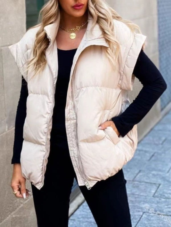 Women’s Puffer Vest Sleeveless Quilted Zipper Closure Jacket | Zarnesh