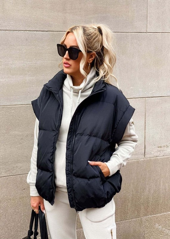 Women’s Puffer Vest Sleeveless Quilted Zipper Closure Jacket | Zarnesh