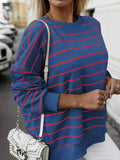 Women’s Pullover Striped Overlap Drop Shoulder Sweatshirt | Zarnesh