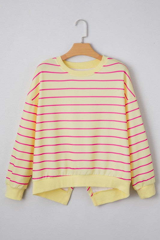 Women’s Pullover Striped Overlap Drop Shoulder Sweatshirt | Zarnesh