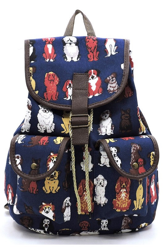 Women's Puppy Printed Canvas Backpack | Zarnesh
