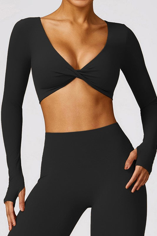Women’s Quick-Drying Long Sleeve Twist Tight-Fitting Yoga Bra | Zarnesh