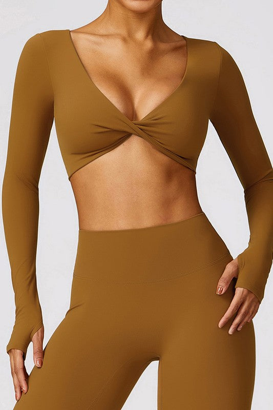 Women’s Quick-Drying Long Sleeve Twist Tight-Fitting Yoga Bra | Zarnesh