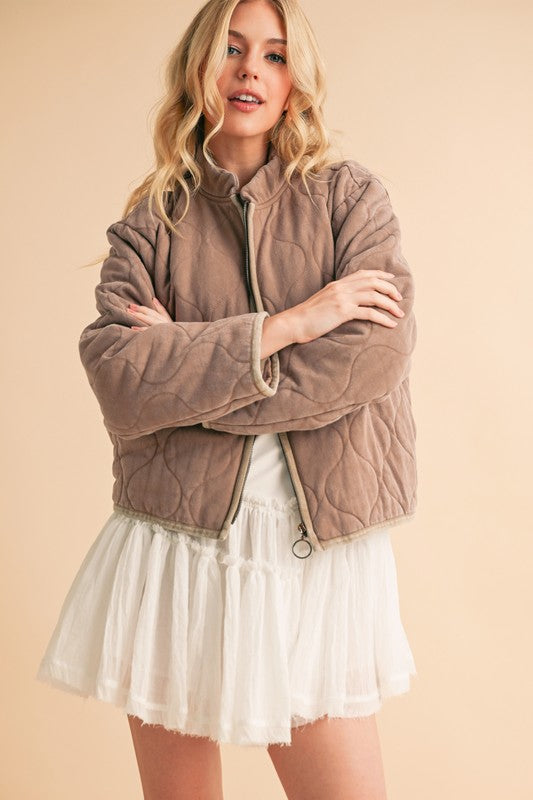 Women’s Quilted Bomber Casual Zip-Up Jacket | Zarnesh