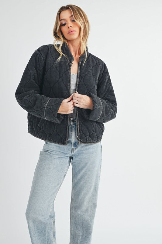 Women’s Quilted Bomber Casual Zip-Up Jacket | Zarnesh
