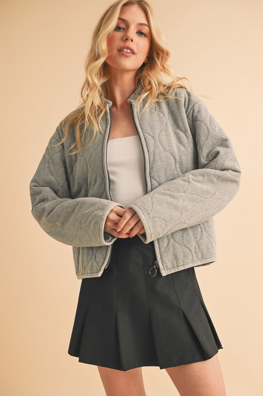 Women’s Quilted Bomber Casual Zip-Up Jacket | Zarnesh