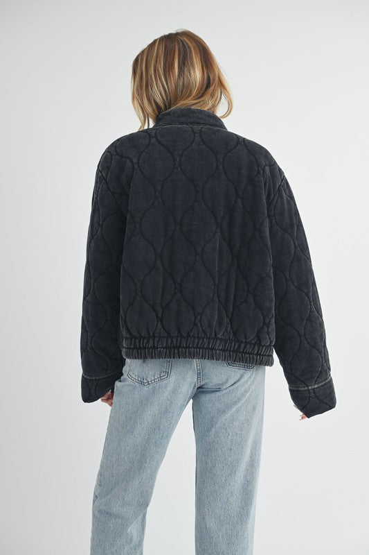 Women’s Quilted Bomber Casual Zip-Up Jacket | Zarnesh