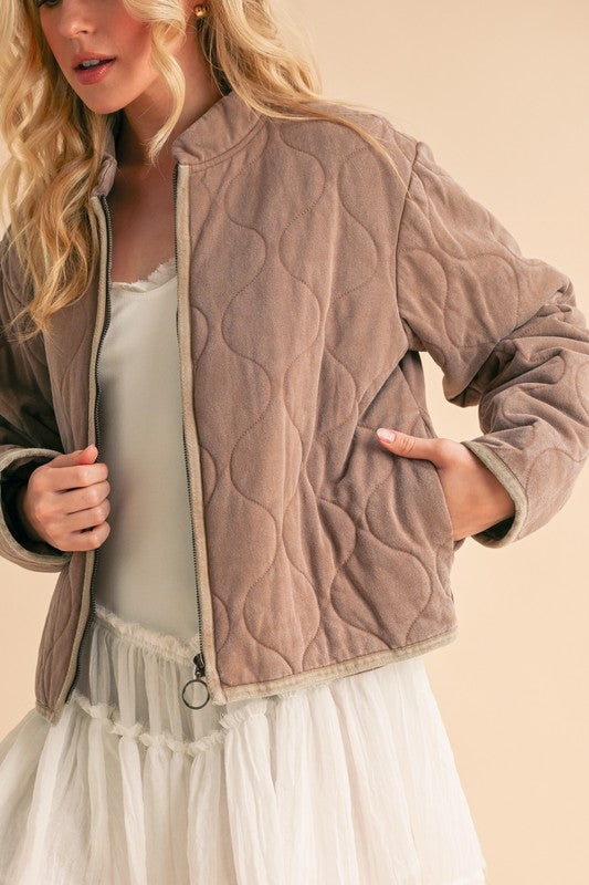 Women’s Quilted Bomber Casual Zip-Up Jacket | Zarnesh